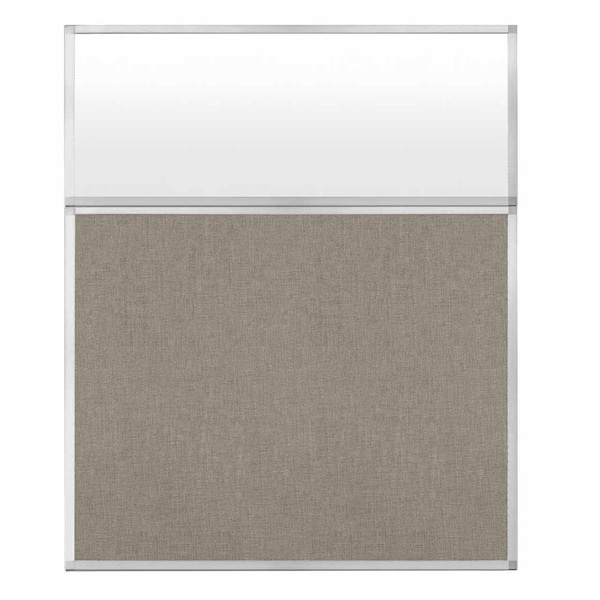 Hush Panel Configurable Cubicle Partition 5' x 6' W/ Window Warm Pebble Fabric Frosted Window
